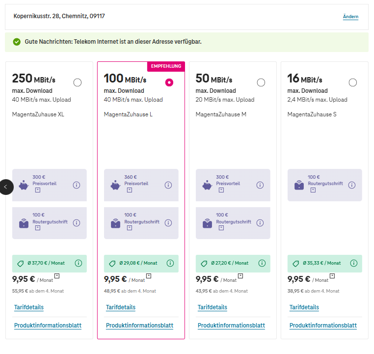 Telekom Verfügbarkeitsprüfung